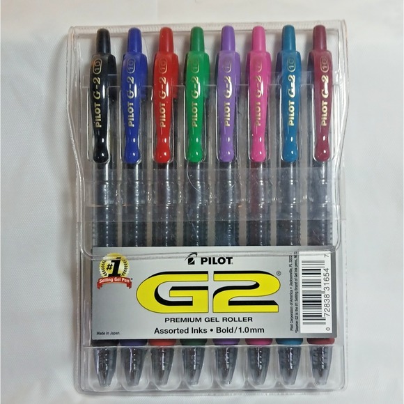 Pilot G2 Premium Gel Roller Pens Bold 1.0 mm Pack of 8 Assorted Colors - Picture 1 of 3